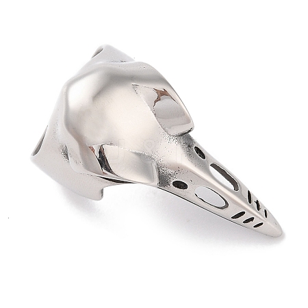 Viking 304 Stainless Steel Crow Head Finger Rings for Mens RJEW-U005-14P-1