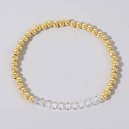 Colorful Birthstone Faceted Bicone & Brass Beaded Stretch Bracelets for Women RJ7989-4-1