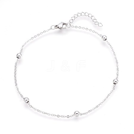 304 Stainless Steel Cable Chain Anklets AJEW-P069-04P-1