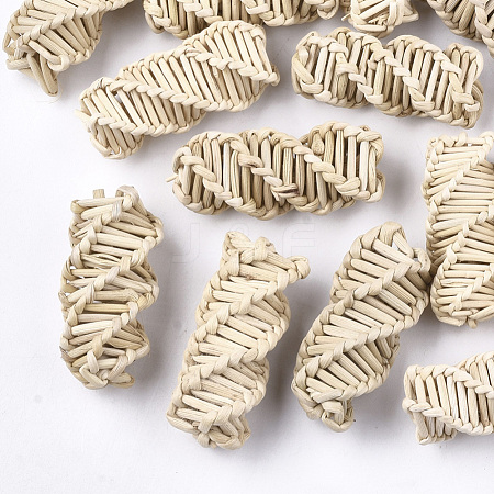 Handmade Reed Cane/Rattan Woven Beads WOVE-T006-028A-1
