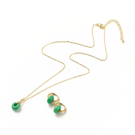 Rondelle Natural Malaysia Jade Beads Jewelry Sets SJEW-JS01237-1