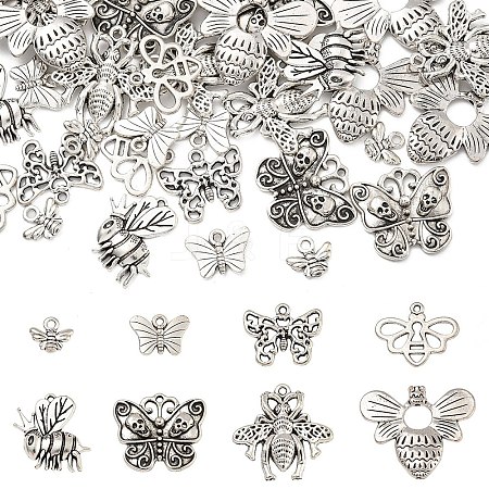 40Pcs 8 Styles Tibetan Style Alloy Pendants TIBE-YW0001-65-1