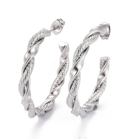 Tarnish Resistant 304 Stainless Steel Half Hoop Earrings EJEW-F257-09P-1