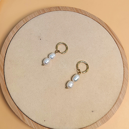 Stylish Stainless Steel and Freshwater Pearl Hoop Earrings for women KW1377-2-1