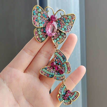 Butterfly Alloy with Rhinestone Brooch for Backpack Clothes PW-WG311BA-02-1