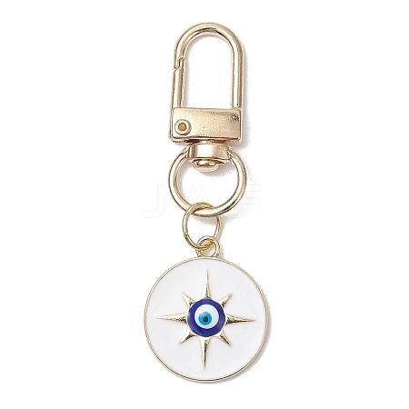 Flat Round with Evil Eye Alloy Enamel Pendant Decorations HJEW-JM02408-02-1