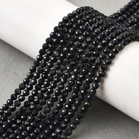 Natural Black Sapphire Beads Strands G-G259-D07-3mm-1
