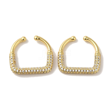 Rack Plating Rectangle Brass Micro Pave Cubic Zirconia Cuff Earrings for Women EJEW-P272-08G-1