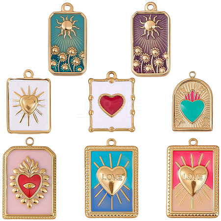 8Pcs 8 Styles Ion Plating(IP) 304 Stainless Steel Pendants STAS-SC0021-19-1