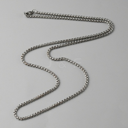 Stainless Steel Box Chain Necklace for Men Women NJEW-TAC0007-13-1