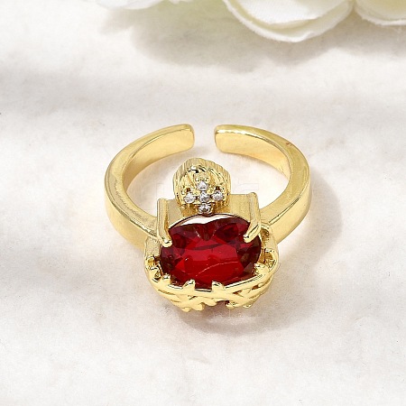 Brass Micro Pave Cubic Zirconia Open Cuff Rings RJEW-P178-02B-G-1