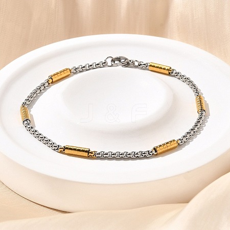 304 Stainless Steel Box Chain Bracelets for Women BJEW-C091-03C-GP-1