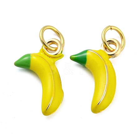 Banana Rack Plating Brass Enamel Charms KK-Q804-02G-1