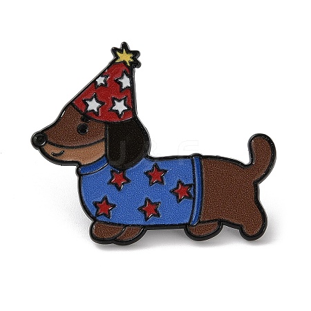 Dachshund with Birthday Hat Enamel Pins JEWB-Z048-08EB-04-1