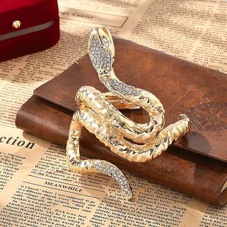 Snake Alloy Open Cuff Bangles for Women BJEW-A027-02G-1