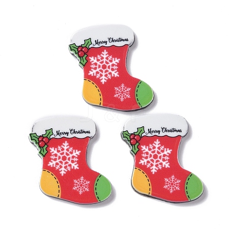 Christmas Style Printed Acrylic Cabochons LS-MACR-O045-01H-1
