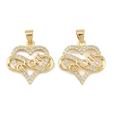 Mother's Day Brass Cubic Zirconia Pendants KK-L251-07G-03-1