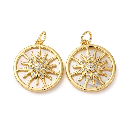 Brass Micro Pave Clear Cubic Zirconia Pendants KK-P308-83G-1