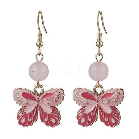Alloy Enamel Butterfly Dangle Earrings EJEW-JE05648-01-1