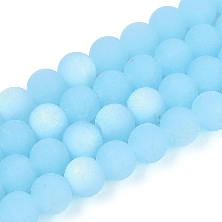 Frosted Imitation Jade Glass Beads Strands GLAA-T032-J8mm-MBB04-1