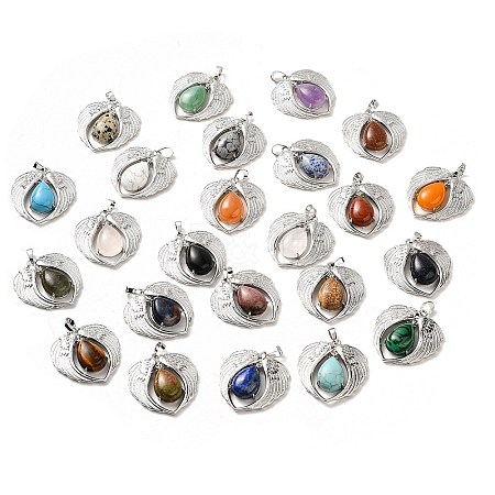 Natural & Synthetic Mixed Gemstone Teardrop Pendants KK-K331-02P-1