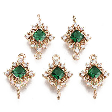 Brass Micro Pave Cubic Zirconia Links Connectors X-KK-R111-014-A01-1