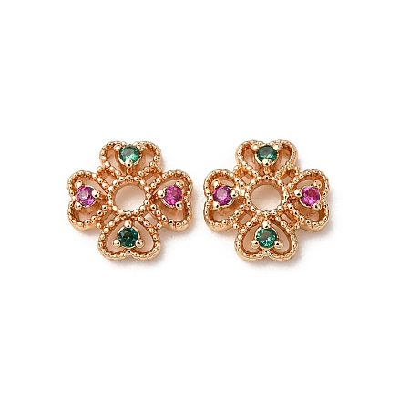 Brass Cubic Zirconia Bead Caps ZIRC-L105-03A-G-1