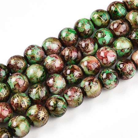 Baking Paint Glass Beads Strands DGLA-N003-10mm-B07-1