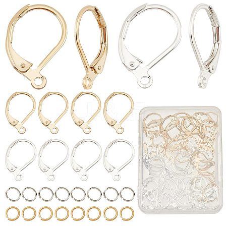 CREATCABIN 60Pcs 2 Colors Brass Leverback Earring Findings KK-CN0002-36-1