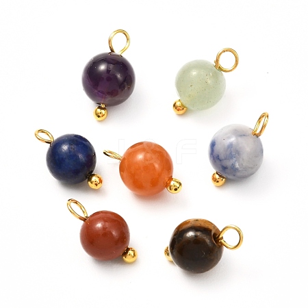 Natural Mixed Gemstone Charms PALLOY-JF00992-01-1