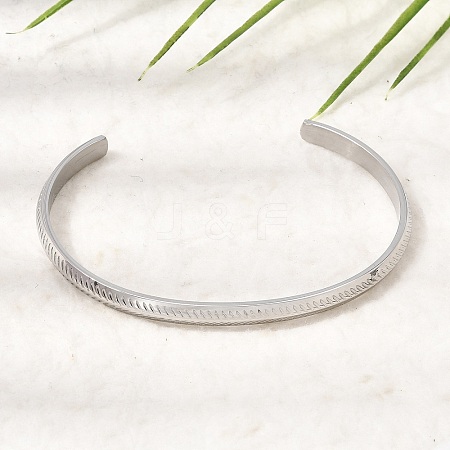 304 Stainless Steel Textured Open Cuff Bangles for Women SA-CBAC920-11P-1