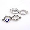 Alloy Rhinestone Evil Eye Links connectors ALRI-S161-09P-2