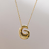 Brass Chunky Initial Pendant Necklaces WG97A63-07-1