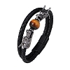 Black PU Leather Cord Braided Bracelets PW-WG503E5-03-5