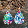 Imitation Leather Teardrop Dangle Earrings FS-WG4D344-01-4
