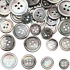 42Pcs 4 Styles 4-Hole Natural Black Lip Shell Buttons SHEL-BBC0001-17-1