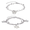 4Pcs 2 Styles Alloy Multi-strand Bracelets for Women BJEW-SC0001-59-6