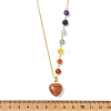Chakra Natural Red Aventurine Heart Pendant Brass Cable Chain Necklaces for Women NJEW-JN06267-01-4