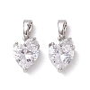 Valentine's Day Brass Micro Pave Clear Cubic Zirconia Charms KK-K360-24P-1