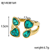 304 Stainless Steel Pave Cubic Zirconia Cuff Bangles for Women STAS-OY012-37G-5
