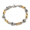 Ion Plating(IP) Two Tone 304 Stainless Steel Column & Oval Link Chain Bracelet BJEW-B078-30GP-1