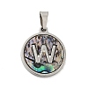 304 Stainless Steel with Paua Shell Pendants STAS-G268-02W-P-2