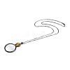 Flat Round Glass Magnifying Pendant Necklace for Women NJEW-K125-01B-05-2