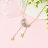 4Pcs 4 Styles Natural Aquamarine & Rose Quartz & Topaz Jade & Amethyst Chip Beads Moon Pendant Brass Cable Chain Necklaces for Women NJEW-TA00257-3