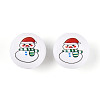 Christmas Printed Opaque Acrylic Round Beads OACR-T029-08D-1