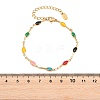 304 Stainless Steel Enamel Teardrop Link Chain Bracelets for Women BJEW-D460-12G-4