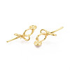Bowknot Brass Clip-on Earring Findings for Half Drilled Beads KK-T071-10G-3