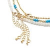 3Pcs 3 Style Natural Pearl & White Moonstone & Synthetic Turquoise & Opalite Beaded Necklaces Set NJEW-JN04000-4