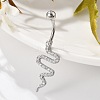 Alloy Rhinestone Snake Curved Barbell Belly Rings LS-AJEW-R007-03P-04-3