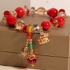 Teardrop & Fortune Cat Alloy Glass Charm Bracelets FS-WG2F667-01-1